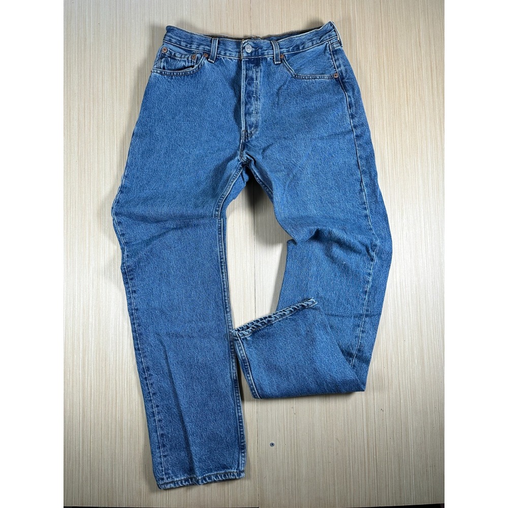 Levi's Regular Fit‎ Jeans Mens 34x33 Blue Denim Cotton Straight Leg Button Fly
